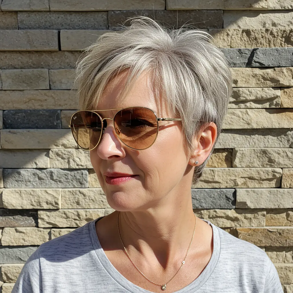 Titanium Blonde on Messy Pixie Hair