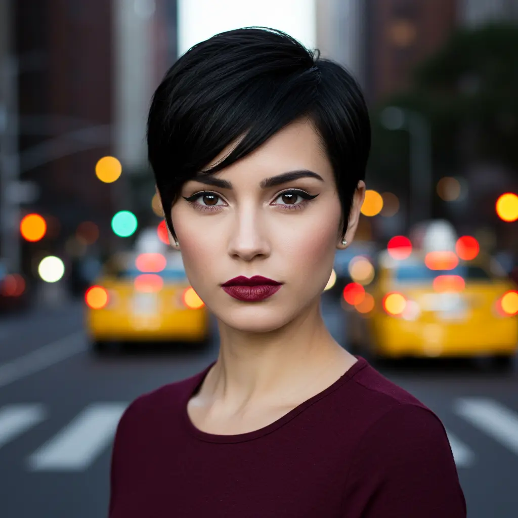 #16 Jet Black Pixie With Side Bangs