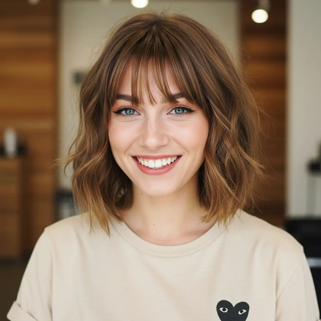 French Bob With Curtain Bangs For Soft Framing