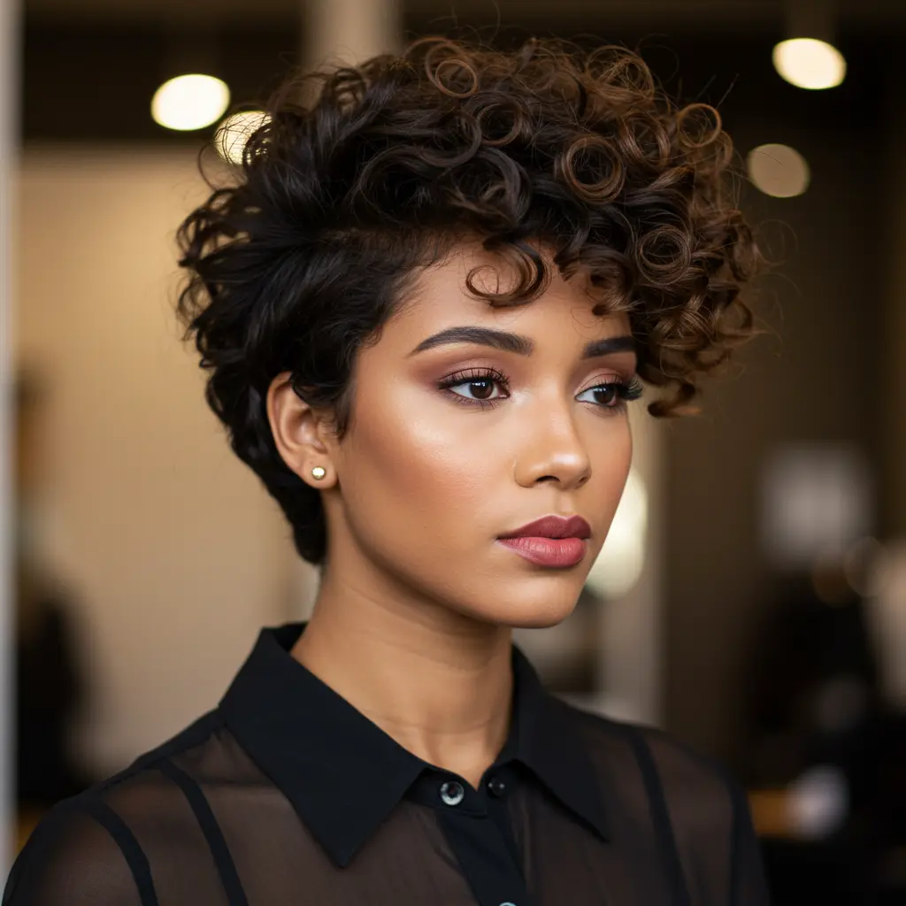 #17 Trendy Long Pixie for Curly Hair
