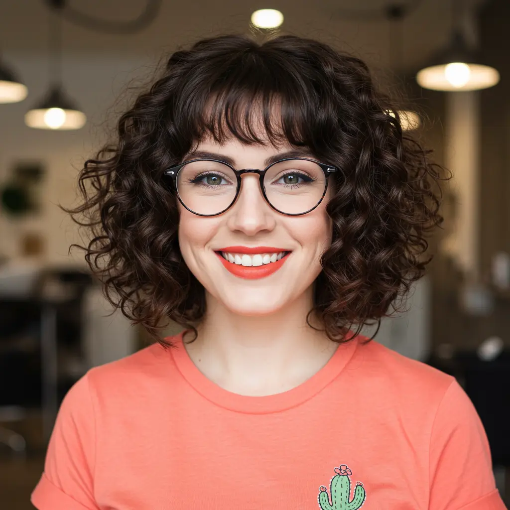 Curly French Bob With Bangs For Natural Volume