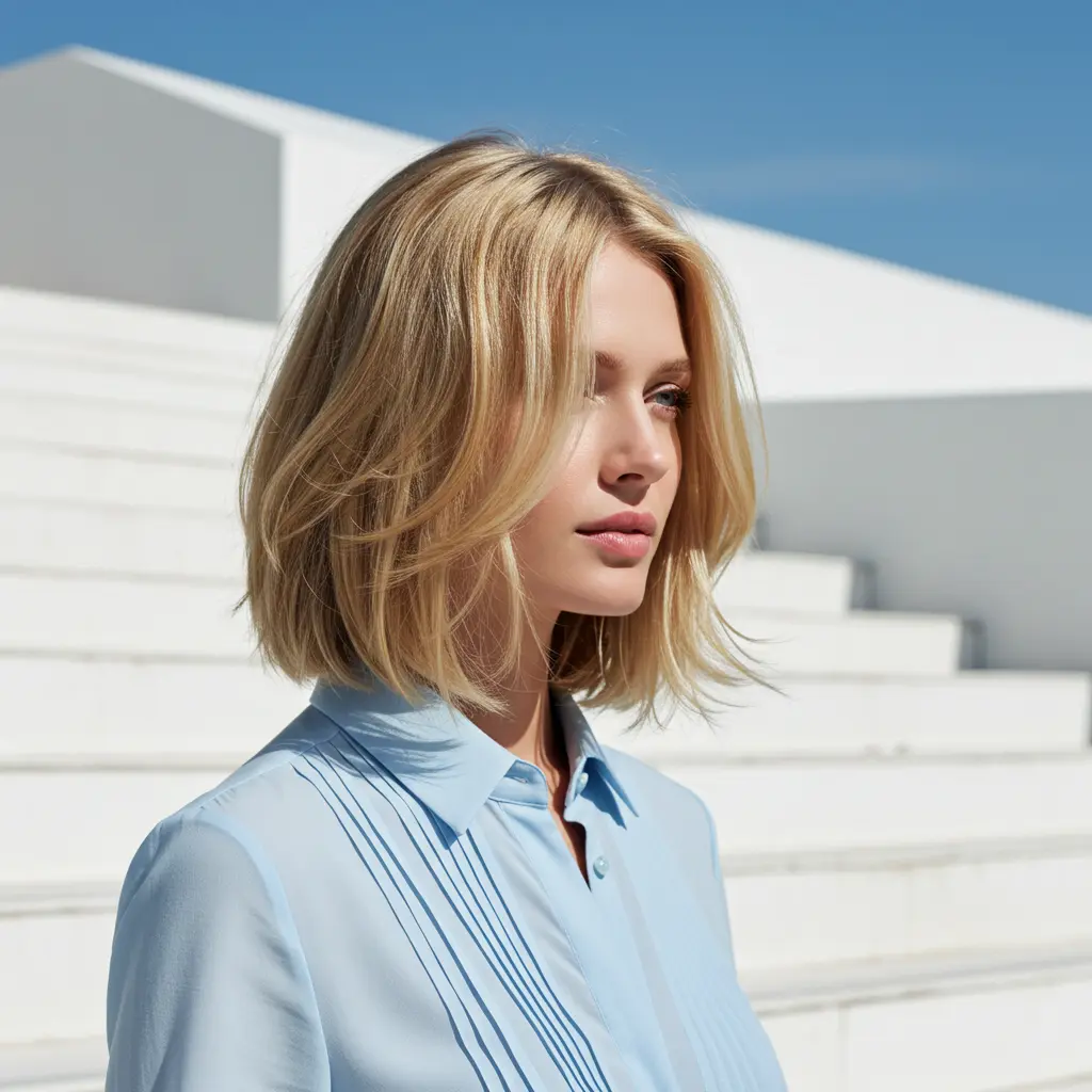#18 Fine Hair Cut With Airy Movement And Lob Shape