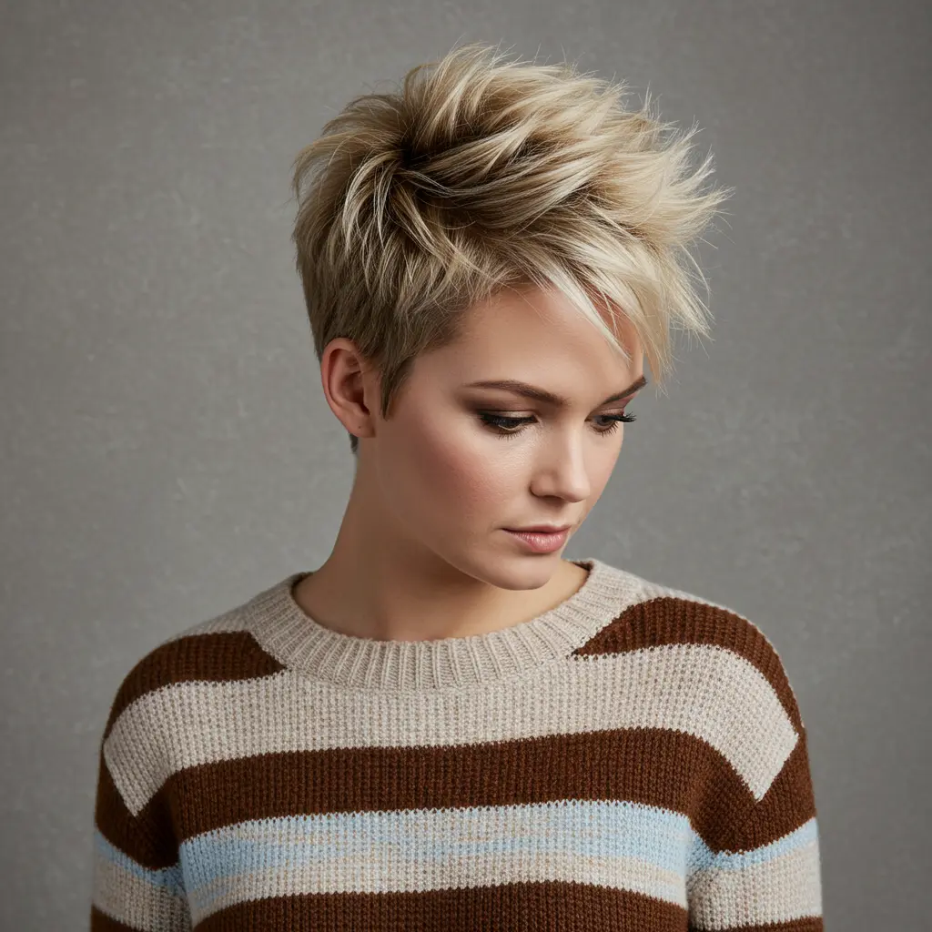Light Copper Modern Spiky Pixie Cut
