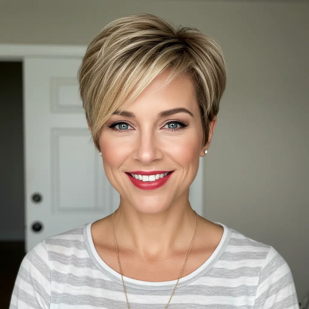 Asymmetrical Pixie for Women Over 40