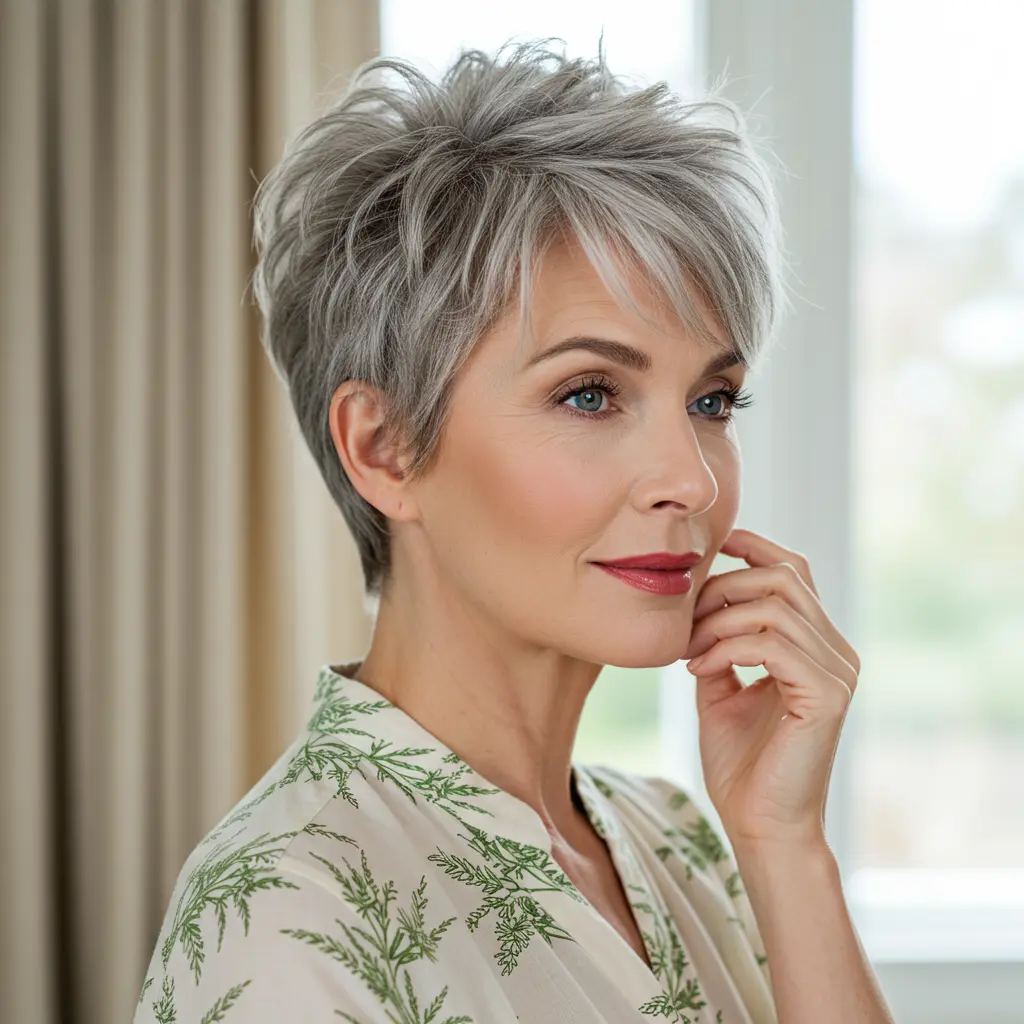 #2 Textured Short Gray Hairstyles with Fringe