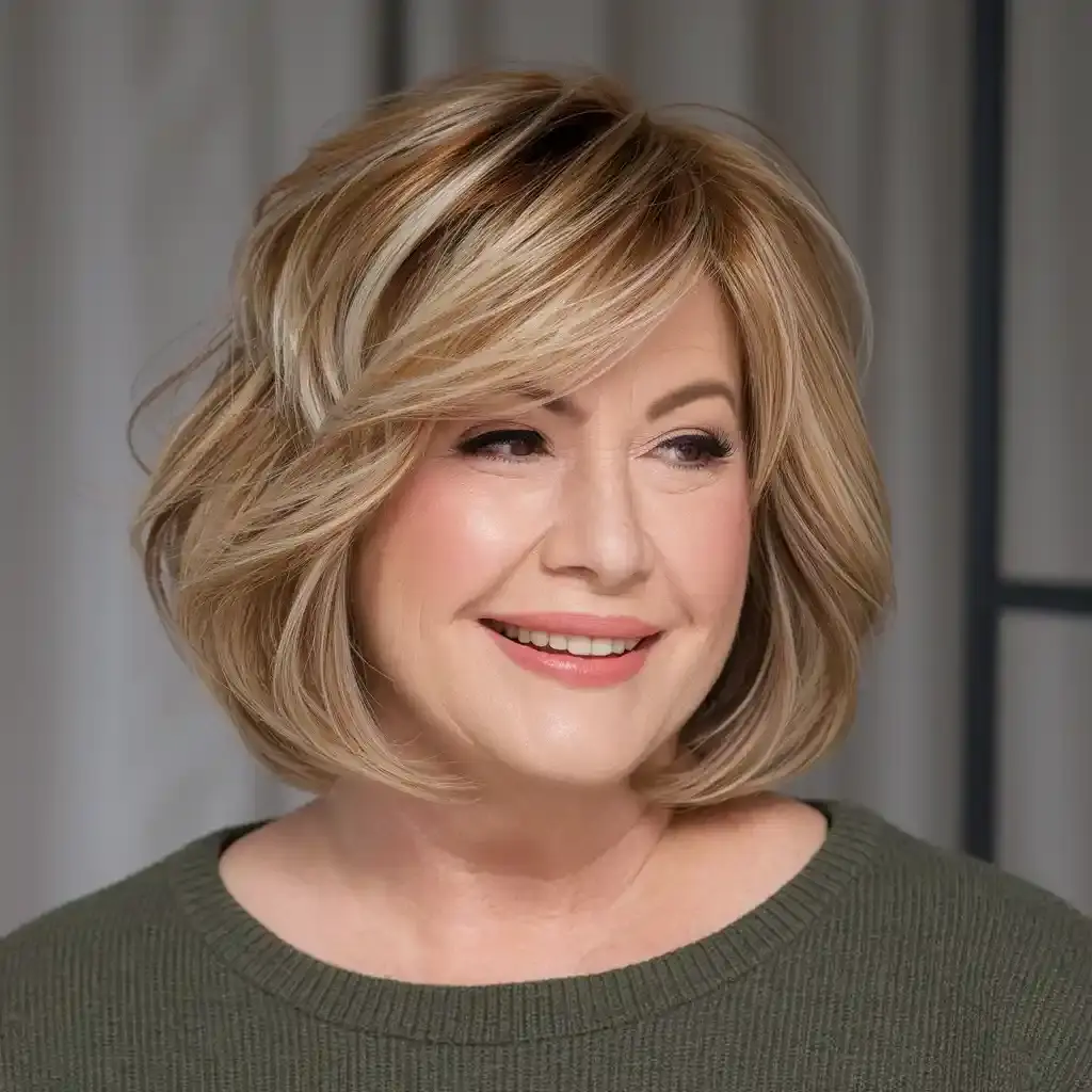 #2 Choppy Bob For Round Face With Lifting Layers
