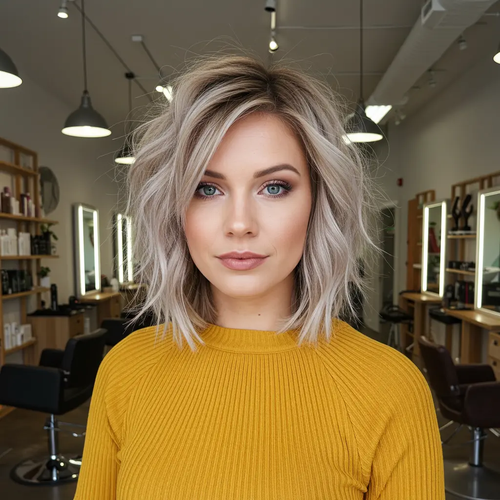 #2 Choppy Lob Haircut With Feathered Ends For Fine Hair
