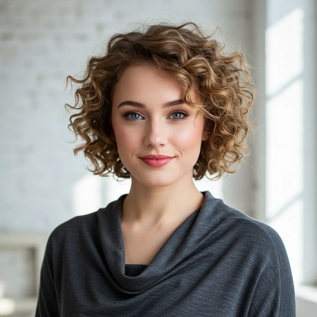 Short 3A Curly Hair with Feathered Finish