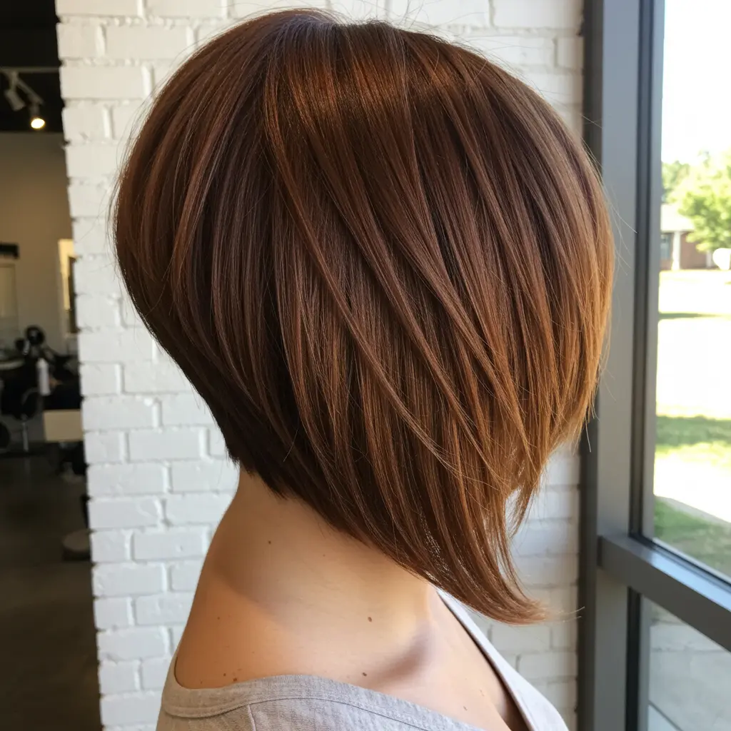 Textured Neck-Length Layered Inverted Bob