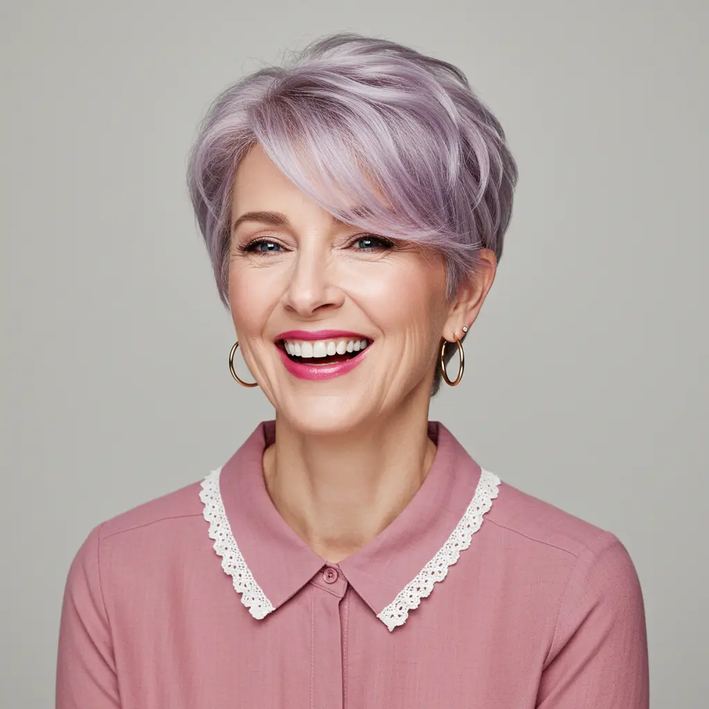 #2 Wavy Pixie Cut For Round Face With Flattering Volume