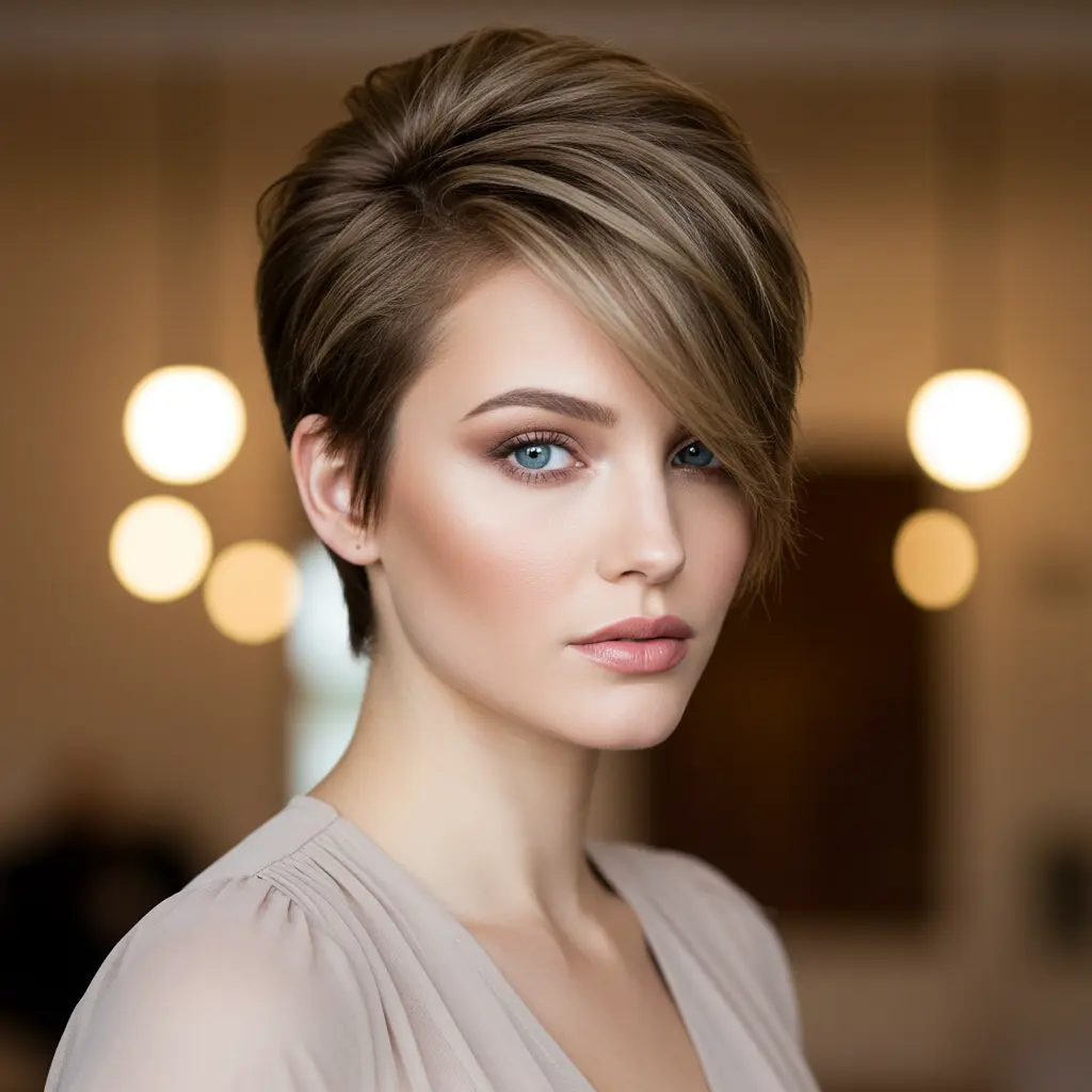 #20 Edgy Long Pixie with Side Part