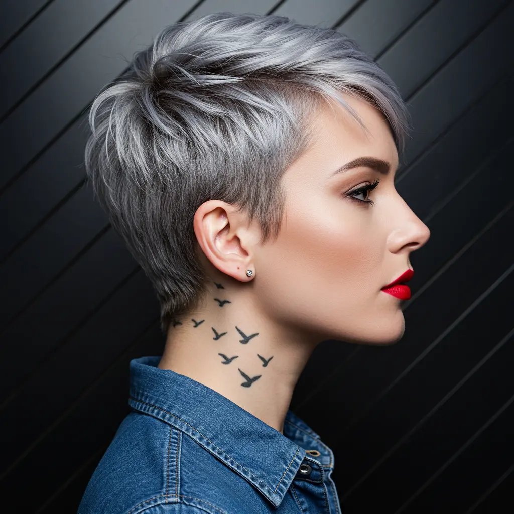 Silver Tapered Pixie Cut