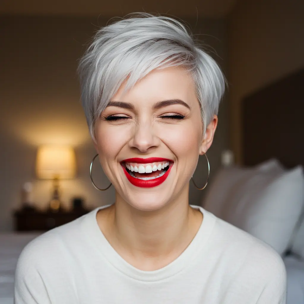 Platinum Silver on a Feminine Bowl Cut
