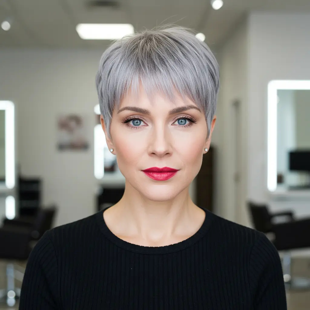 #3 Short Hair Styles Pixie with Blunt Fringe