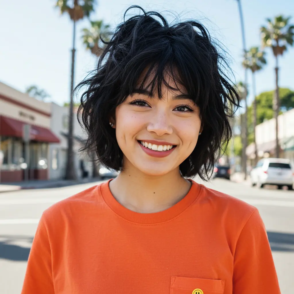 #4 Messy Tousled Short Black Hair With Bangs