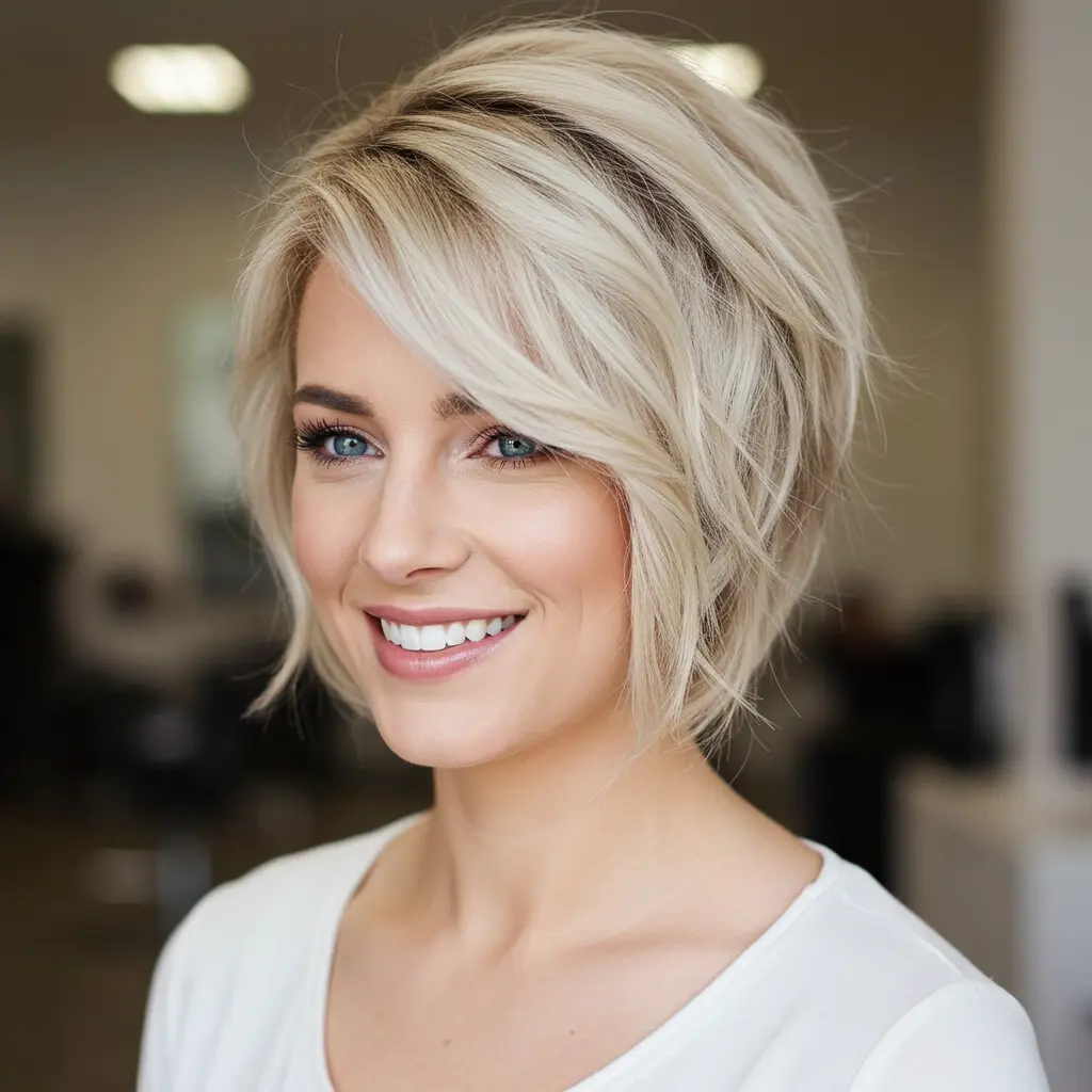 Blonde Choppy Asymmetric Long Pixie Cut