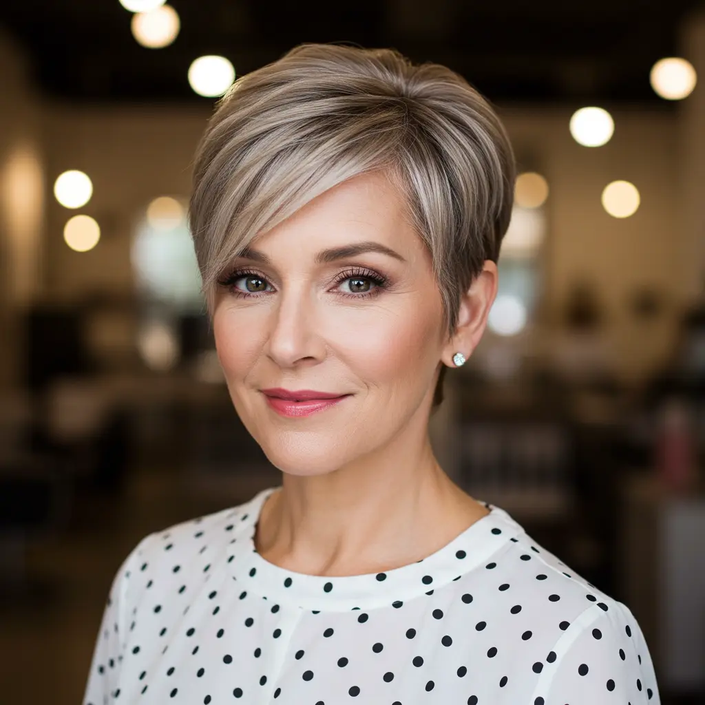 Sleek Polished Pixie with Defined Side Part