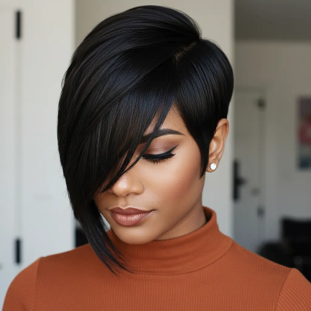 Side-Parted Asymmetric Long Pixie