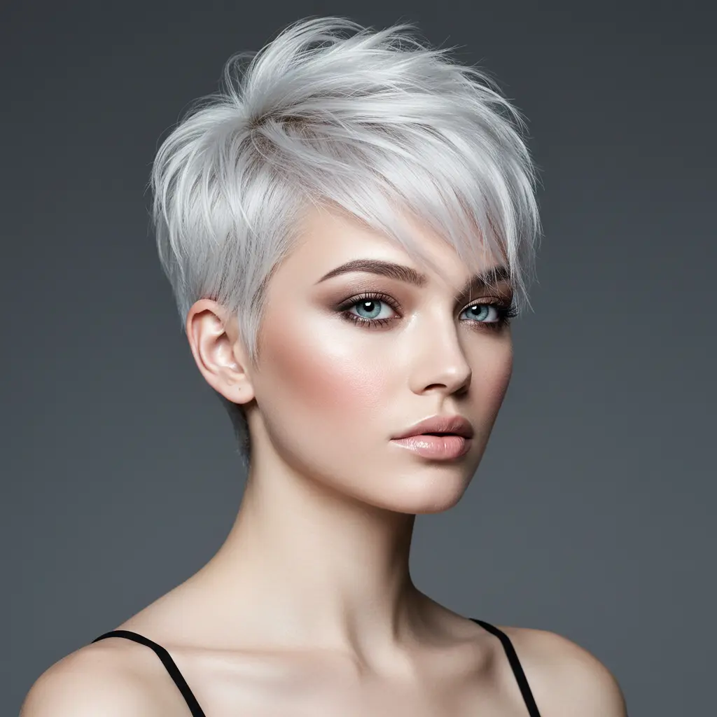 Platinum White Pixie on Thin Hair