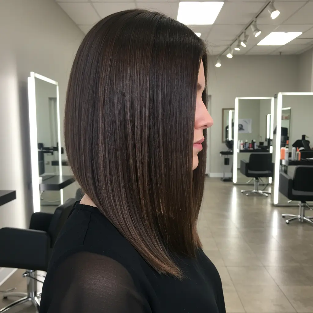 #6 Long Angled Bob Hairstyles For Fine Hair With Sleek Flow