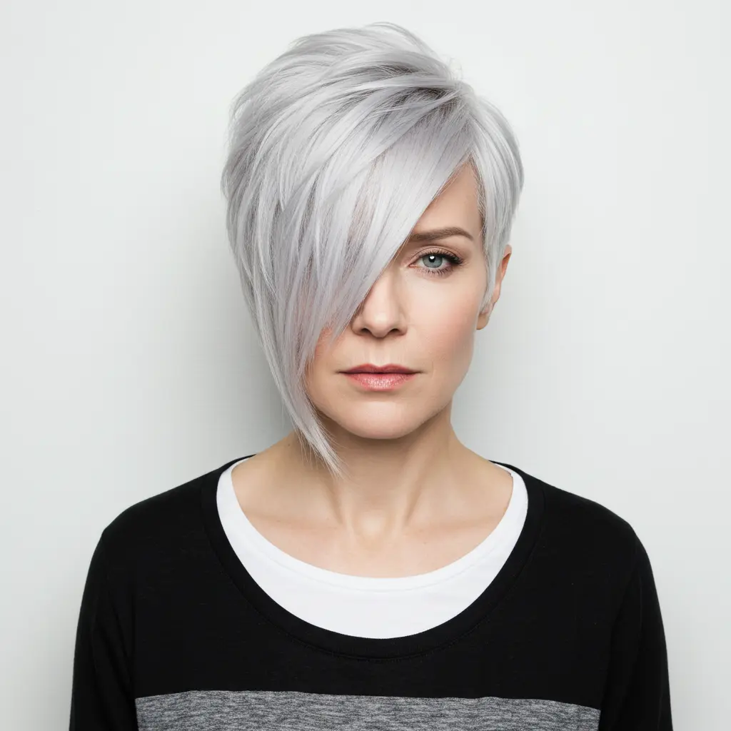 Asymmetric Pixie with Long Side Bangs