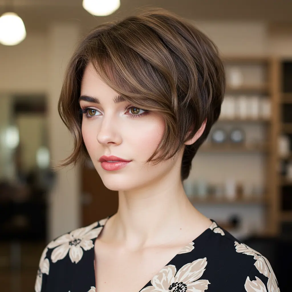 #7 Layered Wavy Pixie Cut
