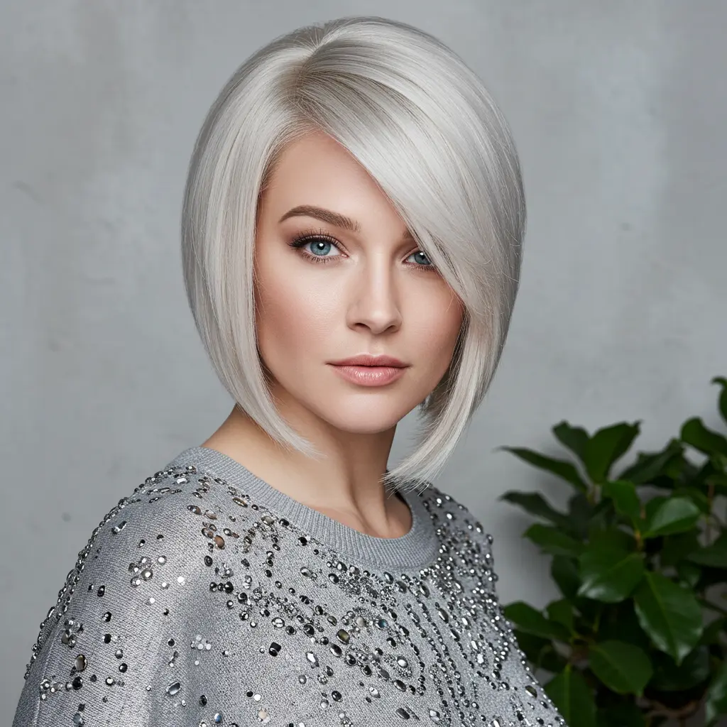Sleek Platinum Balayage Bob