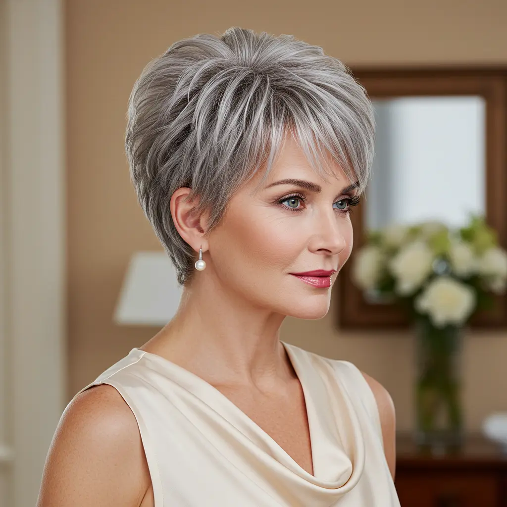 #8 Soft Grey Pixie Hair with Wispy Layers