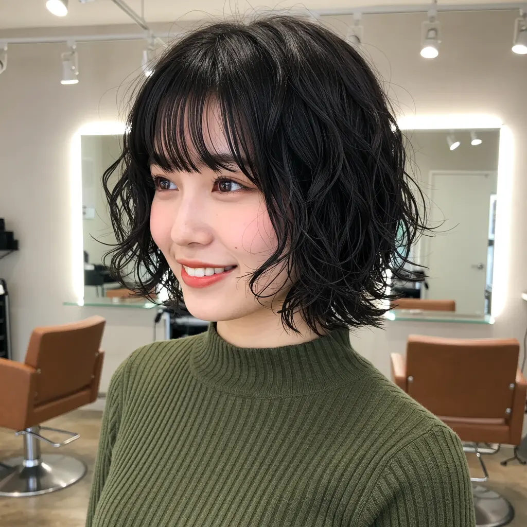 #8 Short Wavy Black Hair With Bangs