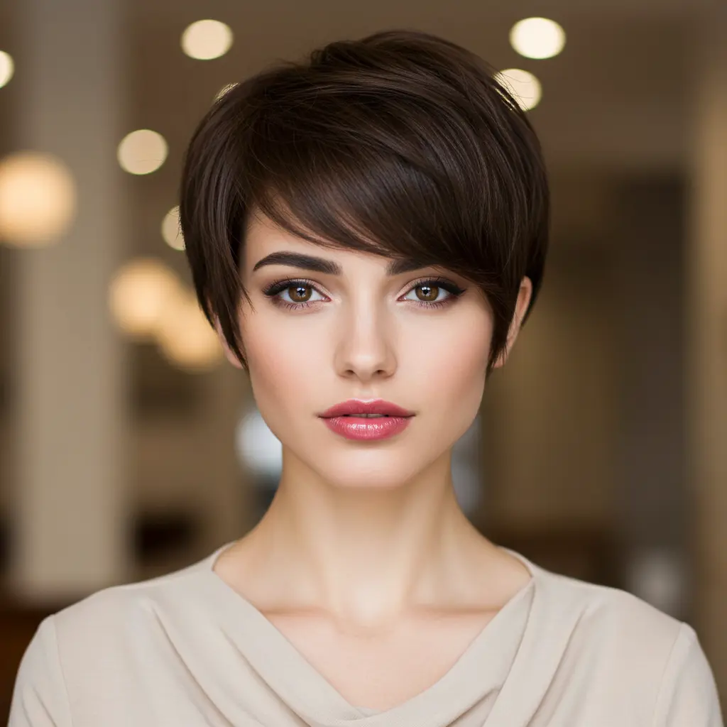 #8 Layered Brunette Pixie Cut