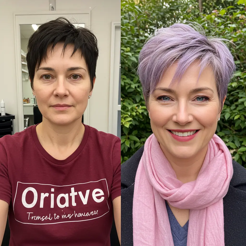Light Purple Wispy Pixie Cut