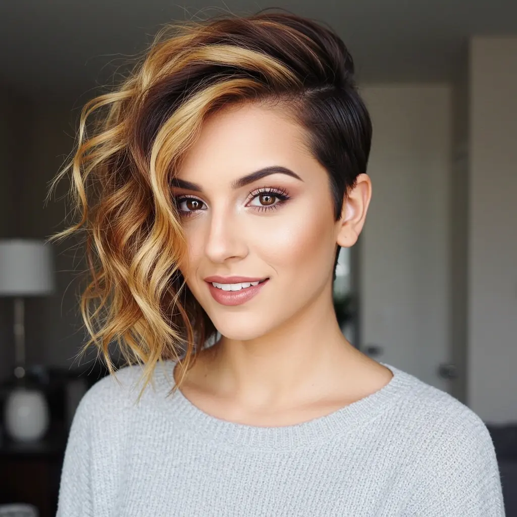 Wavy Asymmetrical Pixie Haircut
