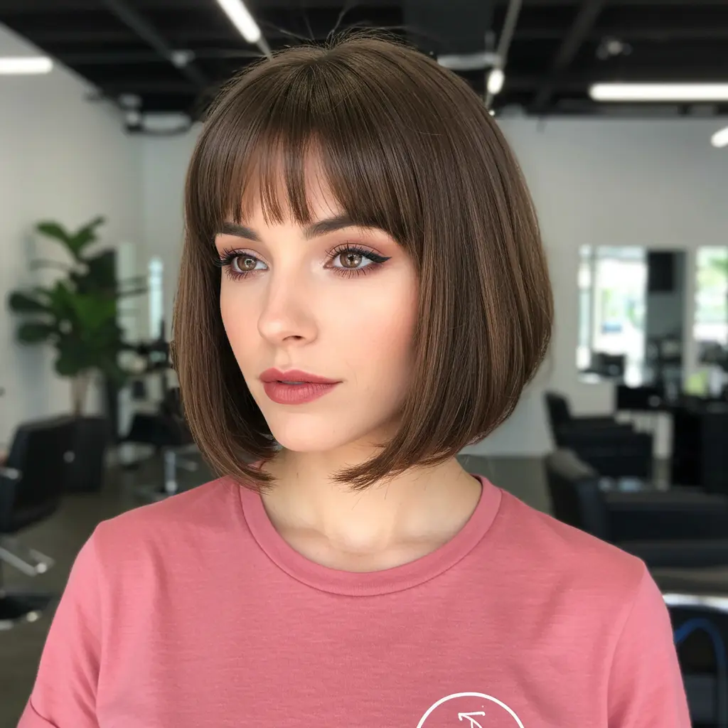 Chin Length French Bob With Bangs For Precision Cut