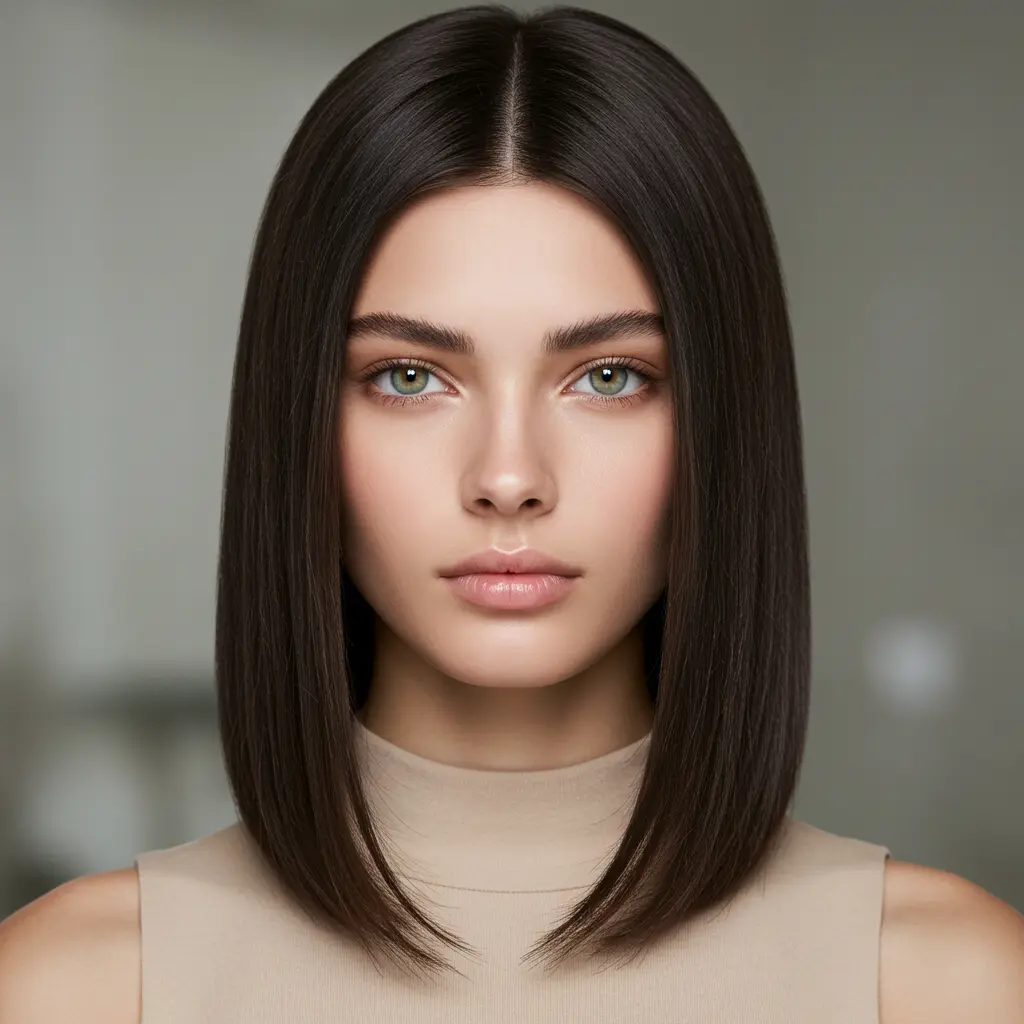 Mid-Length Cut with a Middle Part