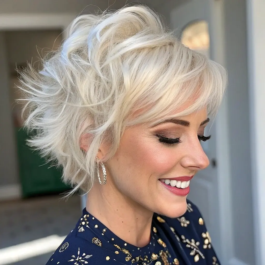 #1 Stunning Blonde Cut with Side-Swept Fringe