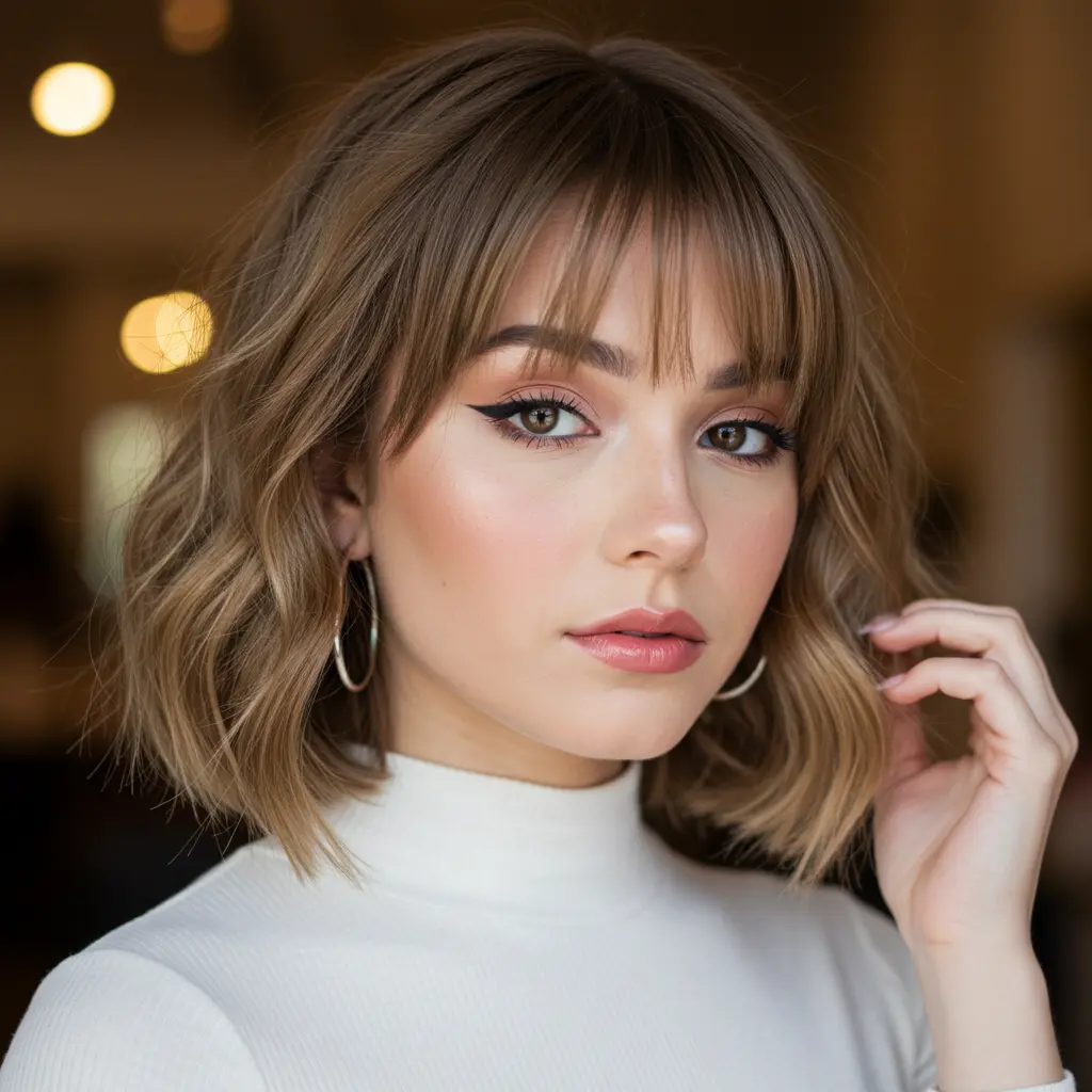 #1 Trendy Bob with Curtain Bangs