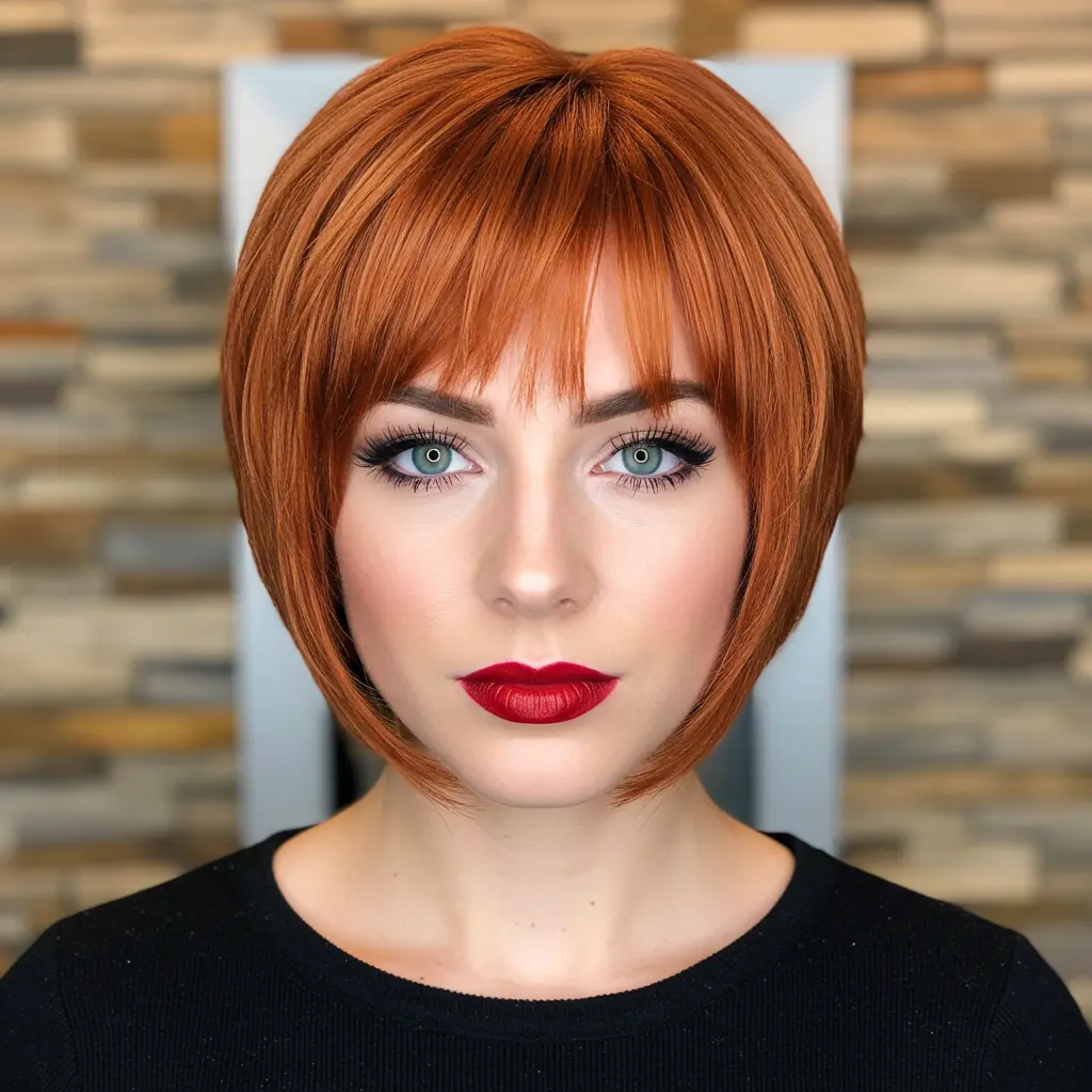 #1 Trendy Short Copper Bob with Soft Layers