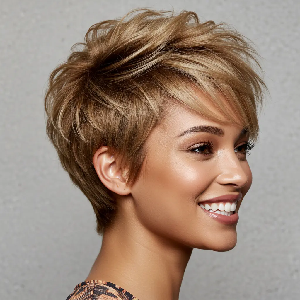 Voluminous Crop with Caramel Blonde Hue