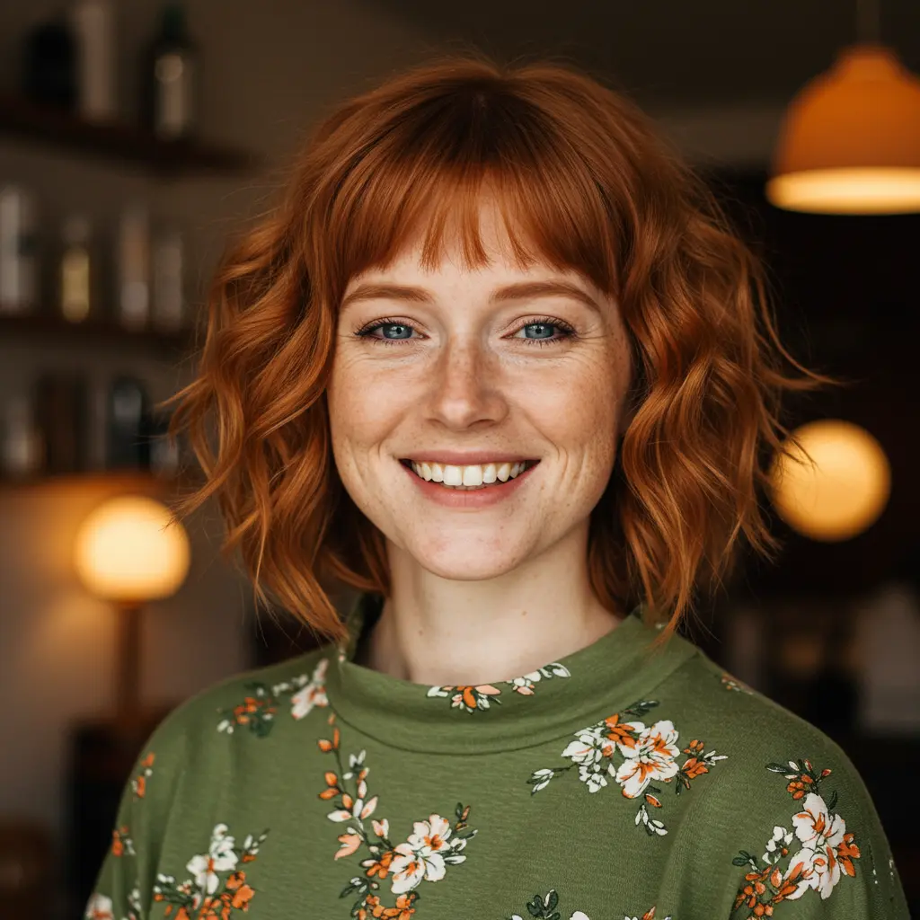#11 Textured Ginger Bob with Wispy Bangs