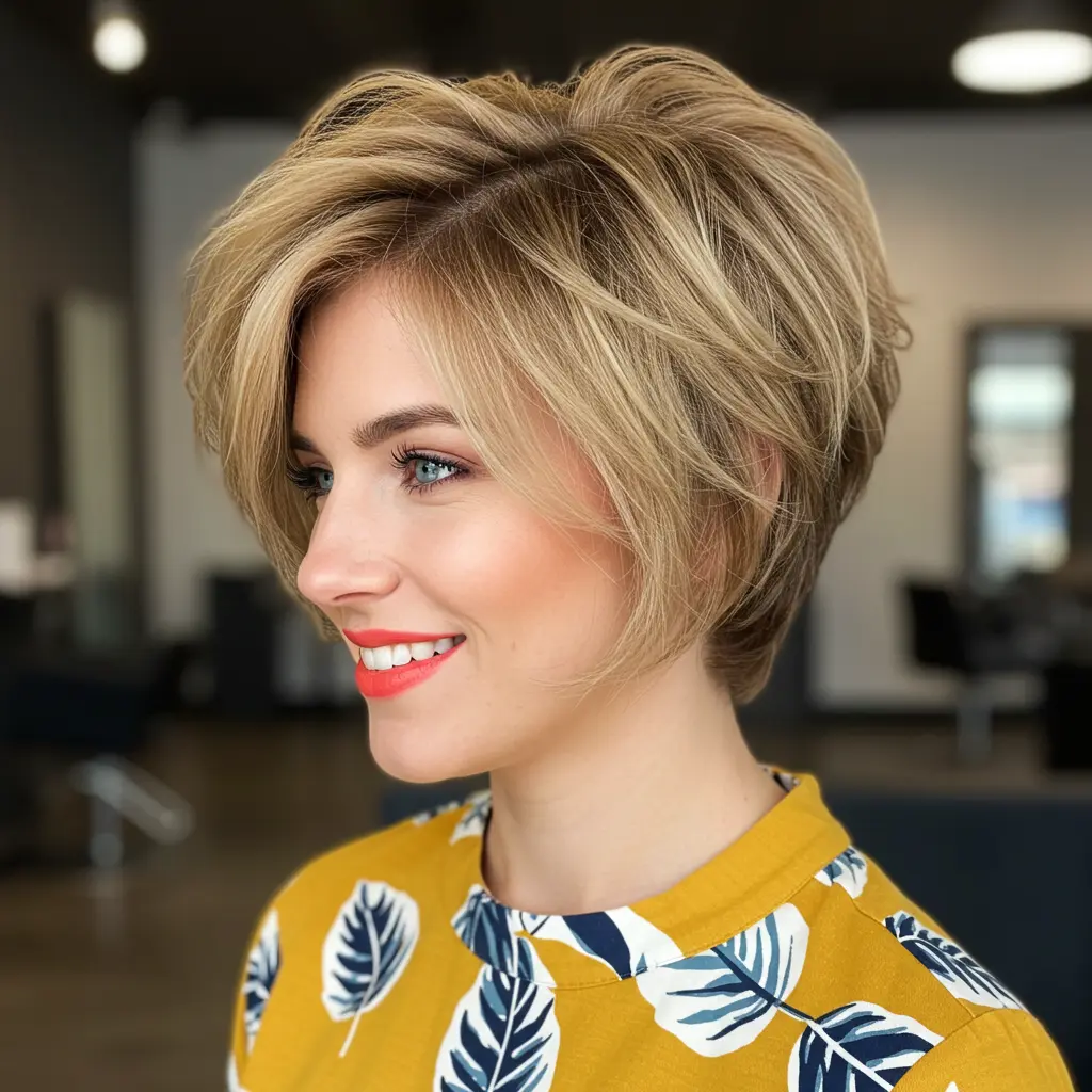 #12 Messy Feathered Layers on Short Hair