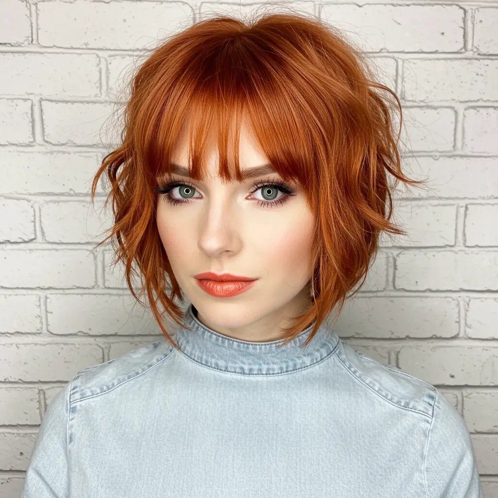 #13 Textured Chin Length Bob with Wispy Fringe