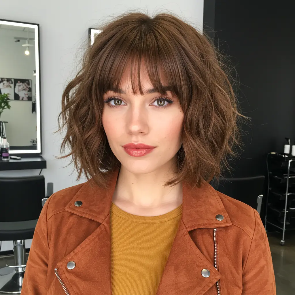 #15 Chin Length Bob with Curtain Bangs