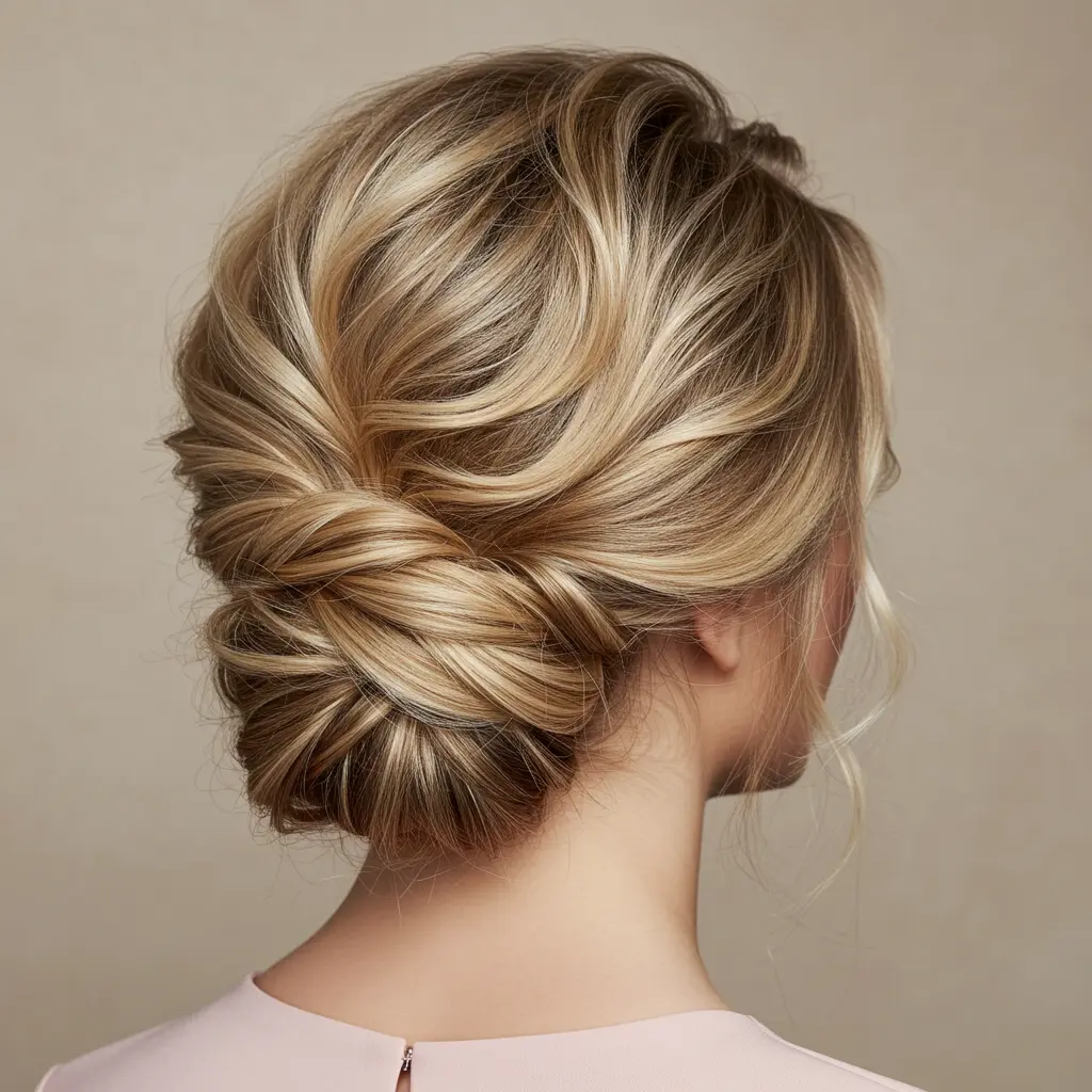 #15 Twisted Bouffant Updo for Short Hair