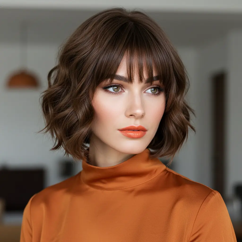 #15 Textured Bob With Curtain Bangs