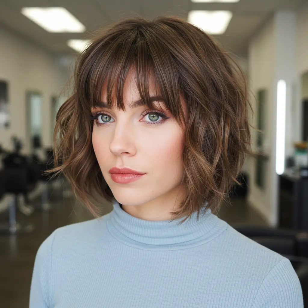 #16 Razor Cut Chin Length Bob with Tousled Layers
