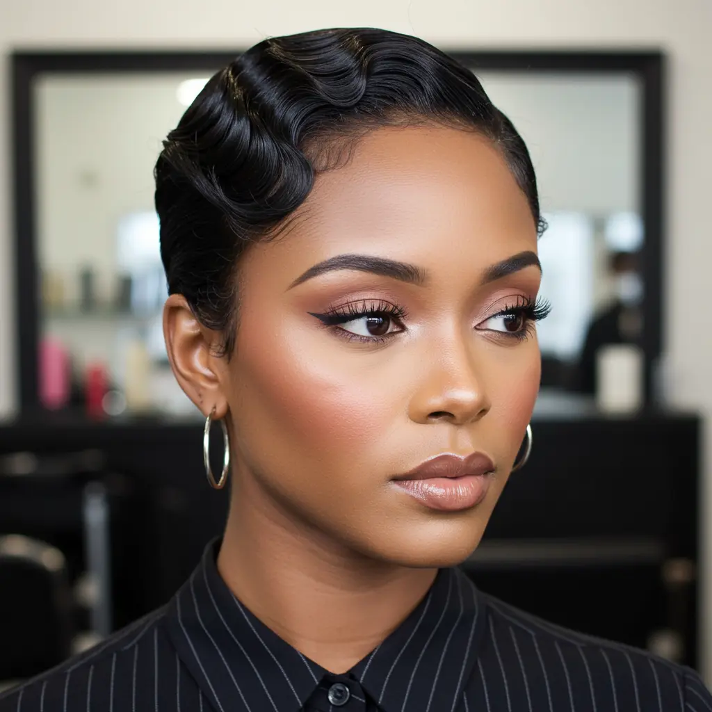 #16 Tapered Crop With Finger Waves
