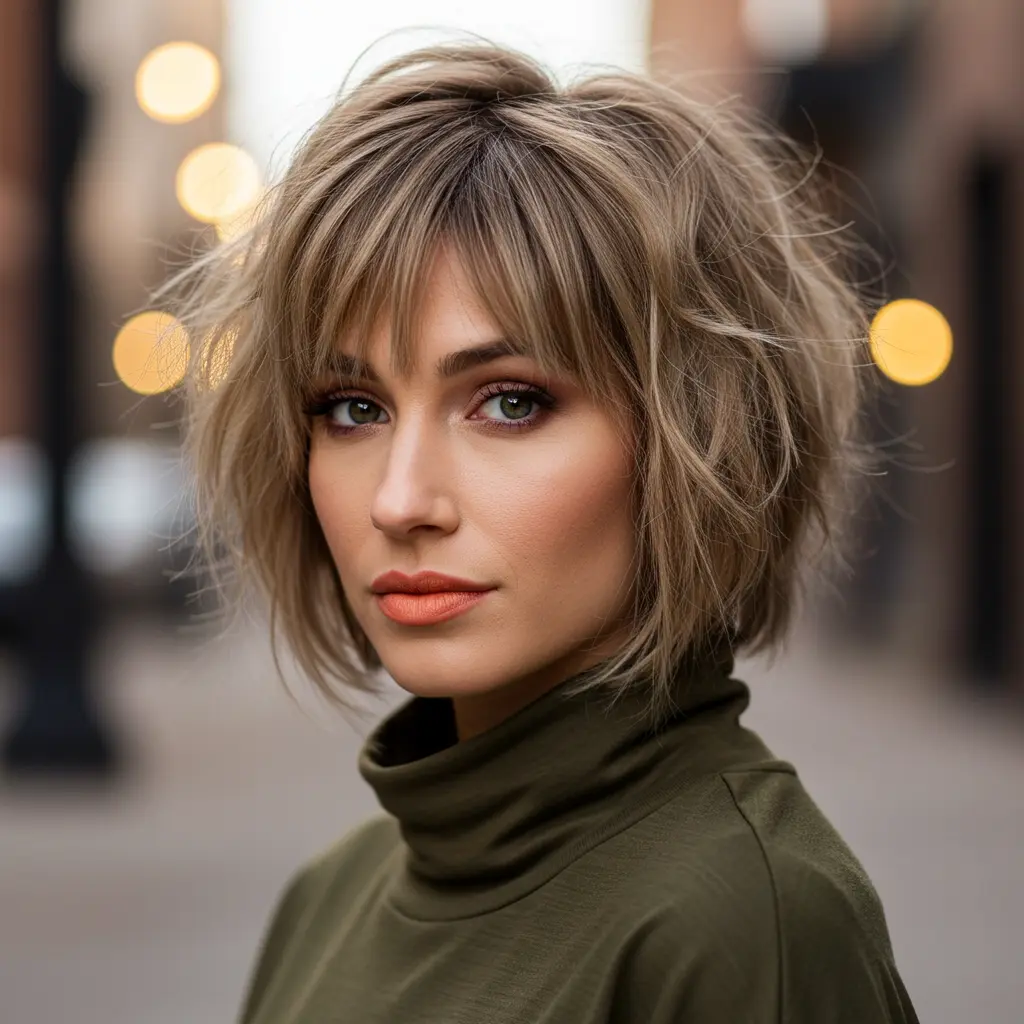 #17 Chin Length Shaggy Bob with Choppy Layers