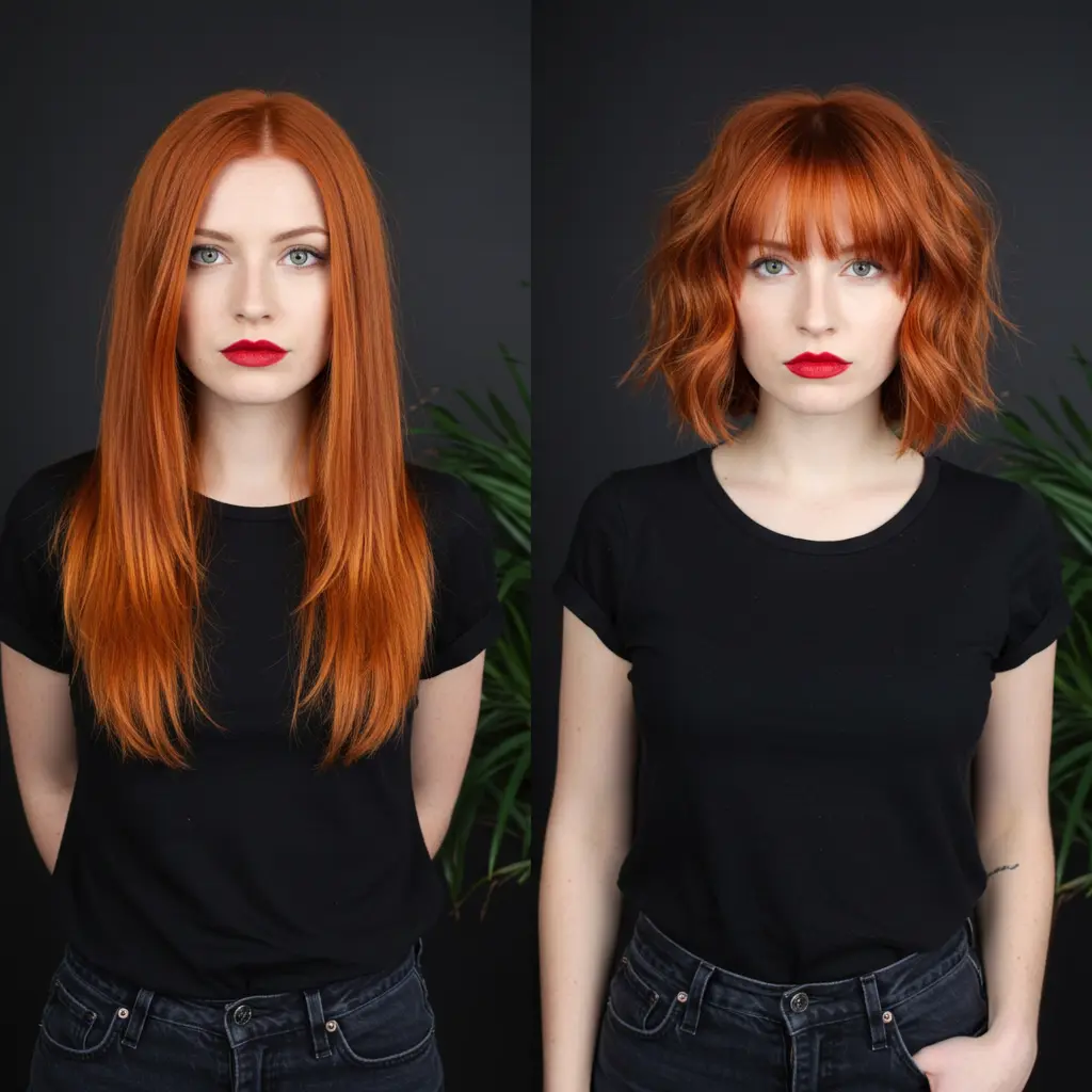 #17 Copper Bob with Bangs and Waves