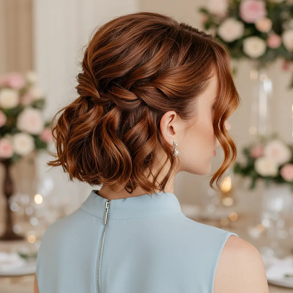 #18 Half Up Twisted Crown on Short Waves