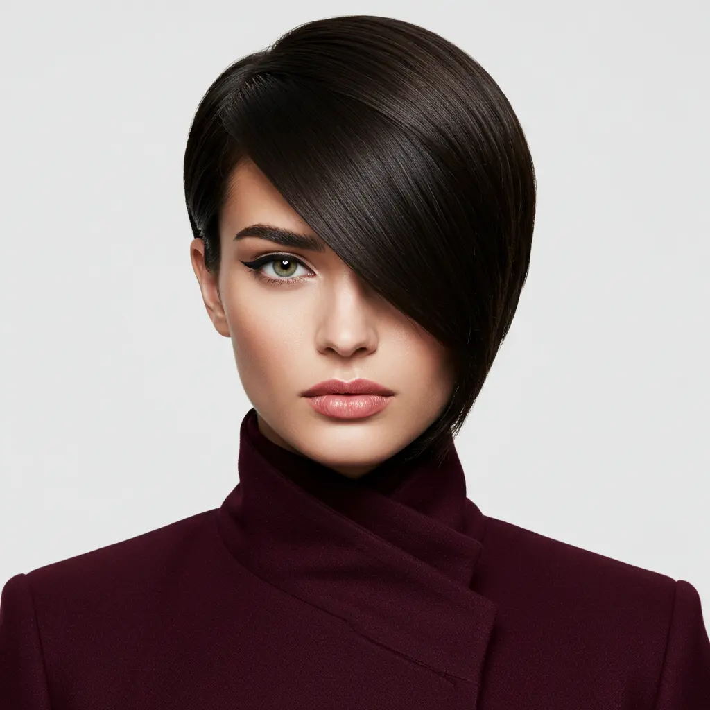 #19 Side Swept Pixie With Sleek Finish